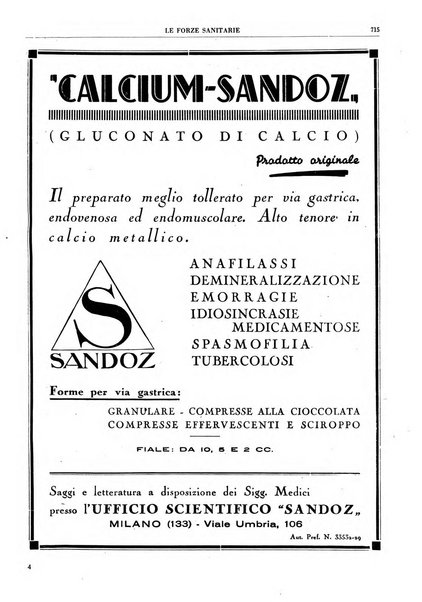 Le forze sanitarie organo ufficiale del Sindacato nazionale fascista dei medici e degli ordini dei medici