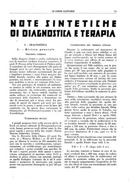 Le forze sanitarie organo ufficiale del Sindacato nazionale fascista dei medici e degli ordini dei medici