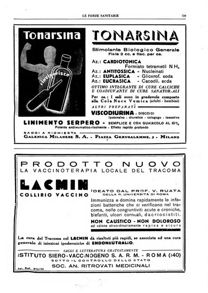 Le forze sanitarie organo ufficiale del Sindacato nazionale fascista dei medici e degli ordini dei medici