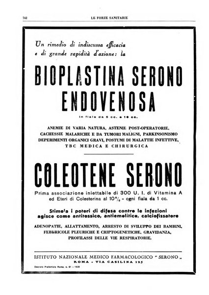 Le forze sanitarie organo ufficiale del Sindacato nazionale fascista dei medici e degli ordini dei medici