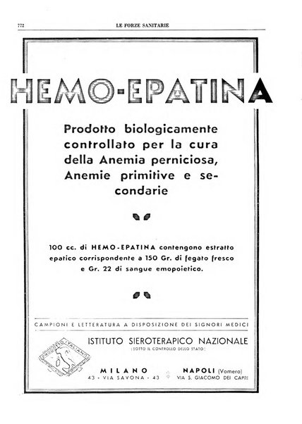 Le forze sanitarie organo ufficiale del Sindacato nazionale fascista dei medici e degli ordini dei medici