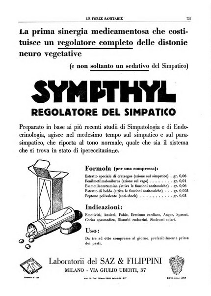 Le forze sanitarie organo ufficiale del Sindacato nazionale fascista dei medici e degli ordini dei medici