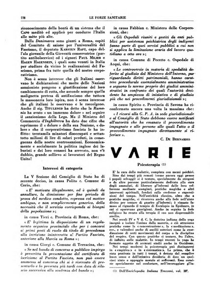 Le forze sanitarie organo ufficiale del Sindacato nazionale fascista dei medici e degli ordini dei medici