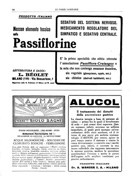 Le forze sanitarie organo ufficiale del Sindacato nazionale fascista dei medici e degli ordini dei medici