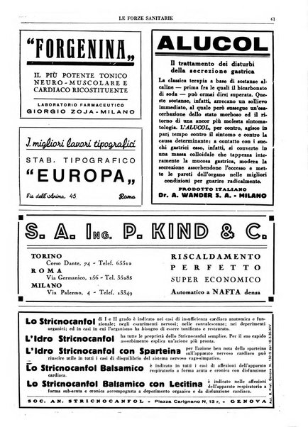 Le forze sanitarie organo ufficiale del Sindacato nazionale fascista dei medici e degli ordini dei medici