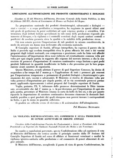 Le forze sanitarie organo ufficiale del Sindacato nazionale fascista dei medici e degli ordini dei medici