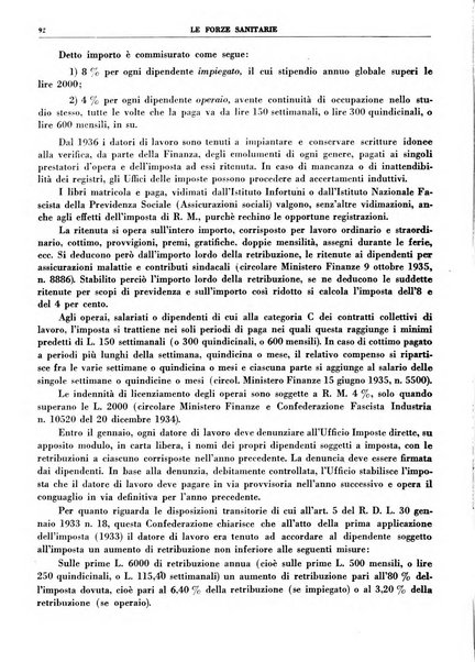 Le forze sanitarie organo ufficiale del Sindacato nazionale fascista dei medici e degli ordini dei medici