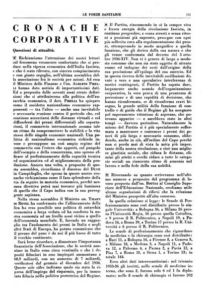 Le forze sanitarie organo ufficiale del Sindacato nazionale fascista dei medici e degli ordini dei medici