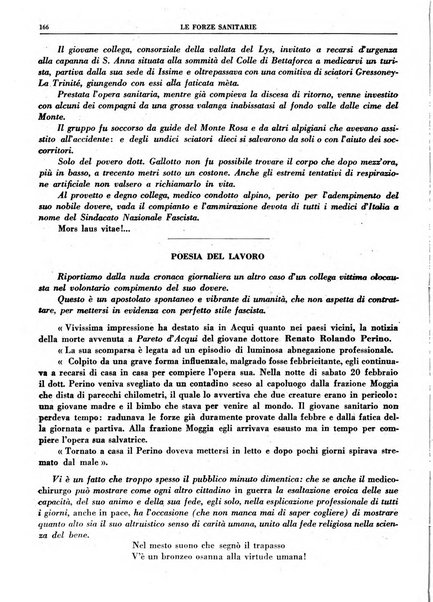 Le forze sanitarie organo ufficiale del Sindacato nazionale fascista dei medici e degli ordini dei medici