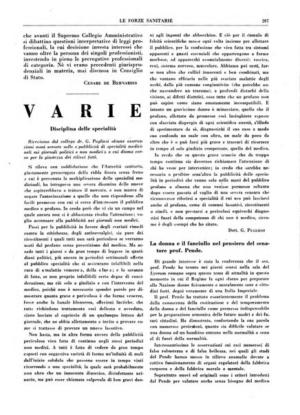 Le forze sanitarie organo ufficiale del Sindacato nazionale fascista dei medici e degli ordini dei medici