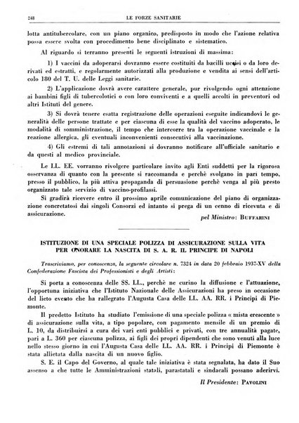 Le forze sanitarie organo ufficiale del Sindacato nazionale fascista dei medici e degli ordini dei medici