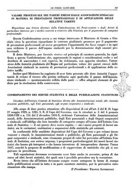 Le forze sanitarie organo ufficiale del Sindacato nazionale fascista dei medici e degli ordini dei medici