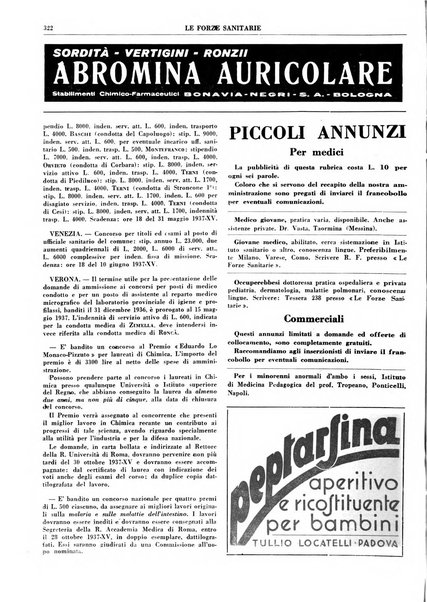 Le forze sanitarie organo ufficiale del Sindacato nazionale fascista dei medici e degli ordini dei medici