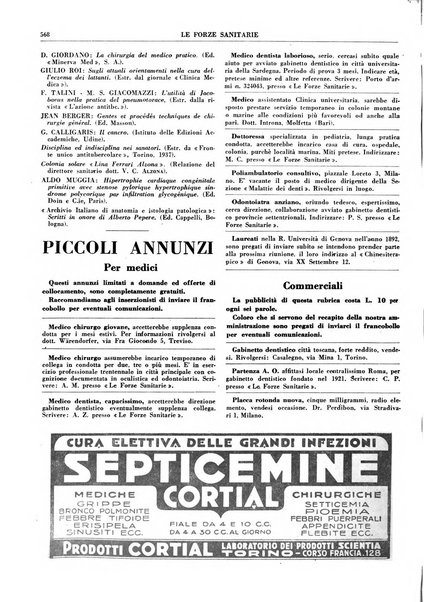 Le forze sanitarie organo ufficiale del Sindacato nazionale fascista dei medici e degli ordini dei medici