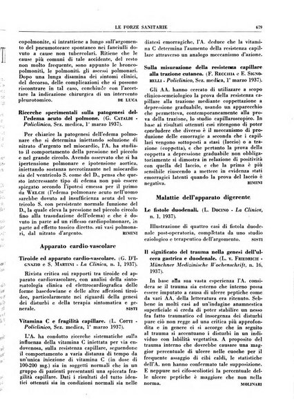 Le forze sanitarie organo ufficiale del Sindacato nazionale fascista dei medici e degli ordini dei medici