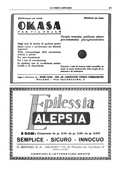 Le forze sanitarie organo ufficiale del Sindacato nazionale fascista dei medici e degli ordini dei medici