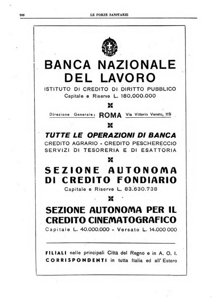 Le forze sanitarie organo ufficiale del Sindacato nazionale fascista dei medici e degli ordini dei medici