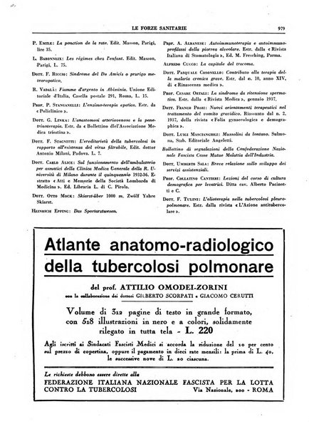 Le forze sanitarie organo ufficiale del Sindacato nazionale fascista dei medici e degli ordini dei medici