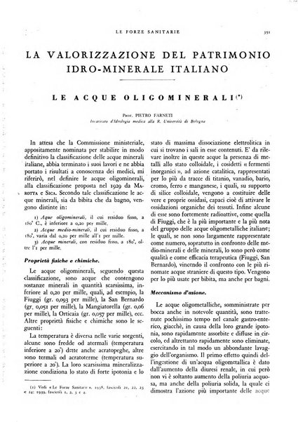 Le forze sanitarie organo ufficiale del Sindacato nazionale fascista dei medici e degli ordini dei medici