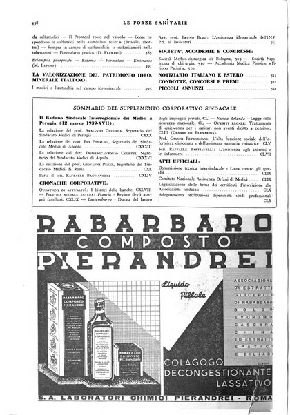 Le forze sanitarie organo ufficiale del Sindacato nazionale fascista dei medici e degli ordini dei medici