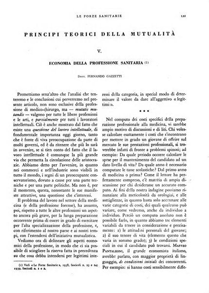 Le forze sanitarie organo ufficiale del Sindacato nazionale fascista dei medici e degli ordini dei medici