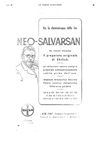 Le forze sanitarie organo ufficiale del Sindacato nazionale fascista dei medici e degli ordini dei medici