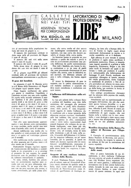 Le forze sanitarie organo ufficiale del Sindacato nazionale fascista dei medici e degli ordini dei medici