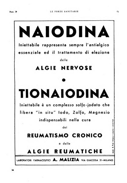 Le forze sanitarie organo ufficiale del Sindacato nazionale fascista dei medici e degli ordini dei medici