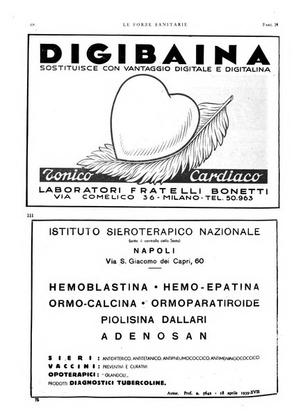 Le forze sanitarie organo ufficiale del Sindacato nazionale fascista dei medici e degli ordini dei medici