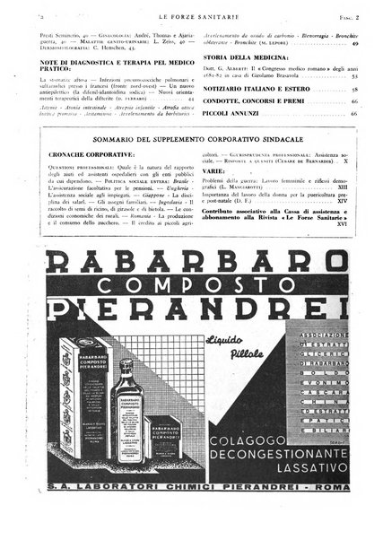 Le forze sanitarie organo ufficiale del Sindacato nazionale fascista dei medici e degli ordini dei medici