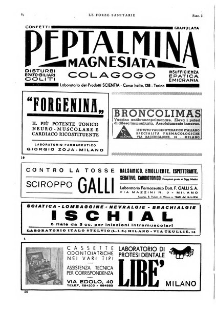 Le forze sanitarie organo ufficiale del Sindacato nazionale fascista dei medici e degli ordini dei medici