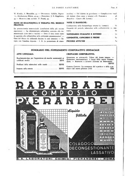 Le forze sanitarie organo ufficiale del Sindacato nazionale fascista dei medici e degli ordini dei medici