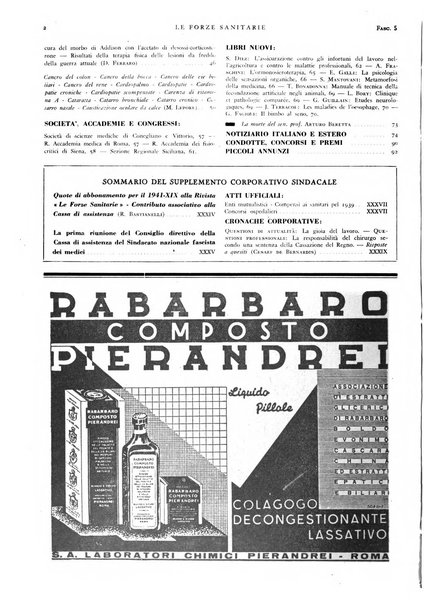 Le forze sanitarie organo ufficiale del Sindacato nazionale fascista dei medici e degli ordini dei medici