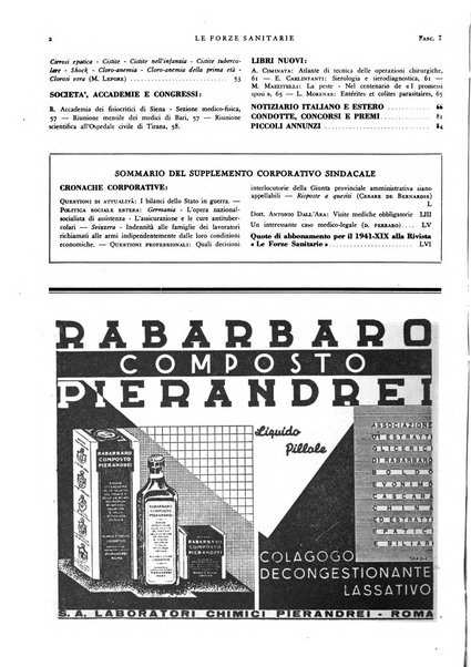 Le forze sanitarie organo ufficiale del Sindacato nazionale fascista dei medici e degli ordini dei medici