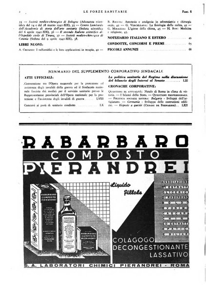 Le forze sanitarie organo ufficiale del Sindacato nazionale fascista dei medici e degli ordini dei medici