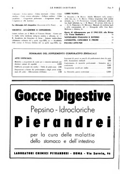 Le forze sanitarie organo ufficiale del Sindacato nazionale fascista dei medici e degli ordini dei medici