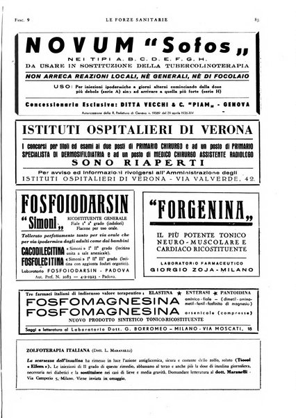 Le forze sanitarie organo ufficiale del Sindacato nazionale fascista dei medici e degli ordini dei medici