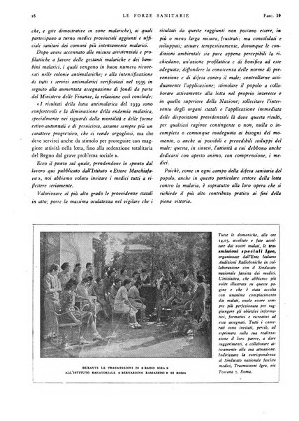 Le forze sanitarie organo ufficiale del Sindacato nazionale fascista dei medici e degli ordini dei medici