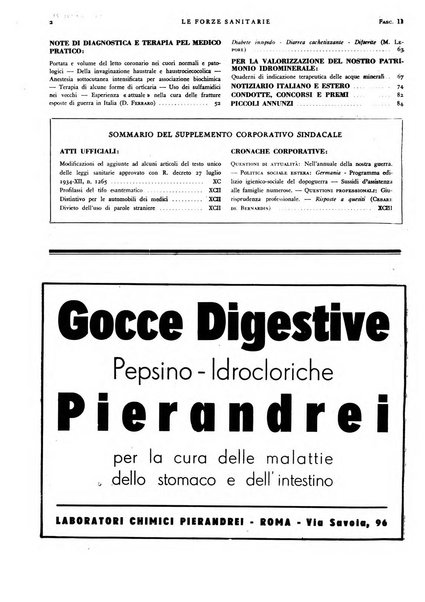 Le forze sanitarie organo ufficiale del Sindacato nazionale fascista dei medici e degli ordini dei medici