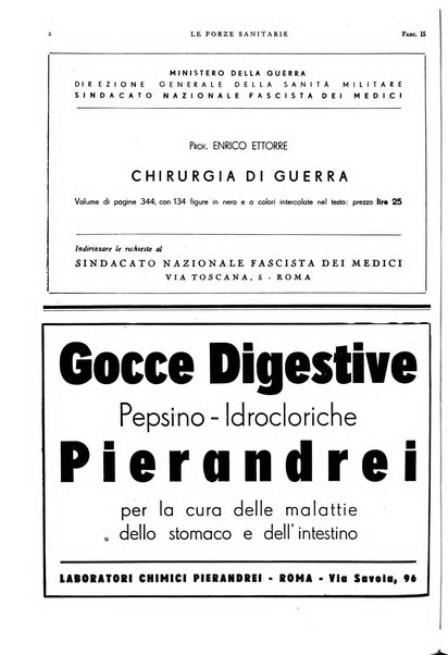 Le forze sanitarie organo ufficiale del Sindacato nazionale fascista dei medici e degli ordini dei medici