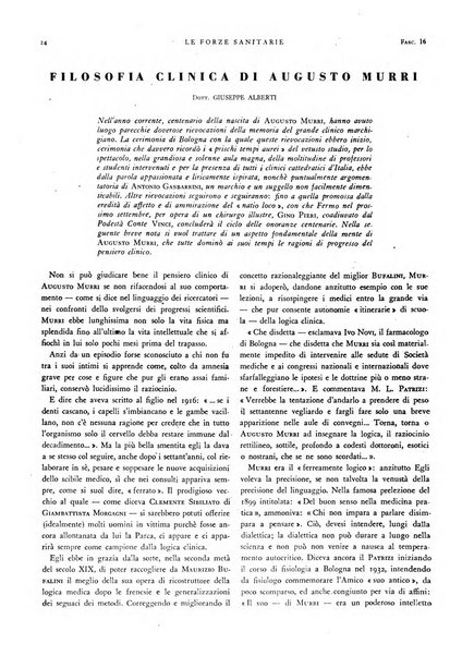 Le forze sanitarie organo ufficiale del Sindacato nazionale fascista dei medici e degli ordini dei medici