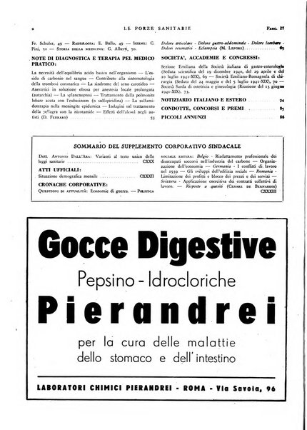 Le forze sanitarie organo ufficiale del Sindacato nazionale fascista dei medici e degli ordini dei medici