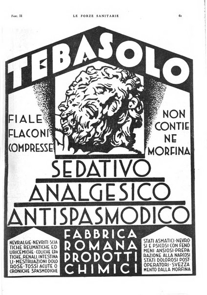 Le forze sanitarie organo ufficiale del Sindacato nazionale fascista dei medici e degli ordini dei medici