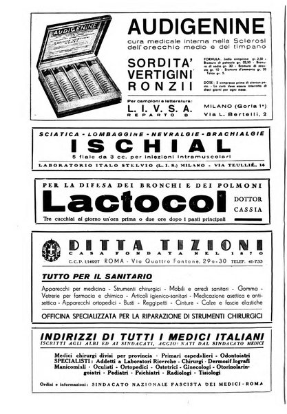 Le forze sanitarie organo ufficiale del Sindacato nazionale fascista dei medici e degli ordini dei medici