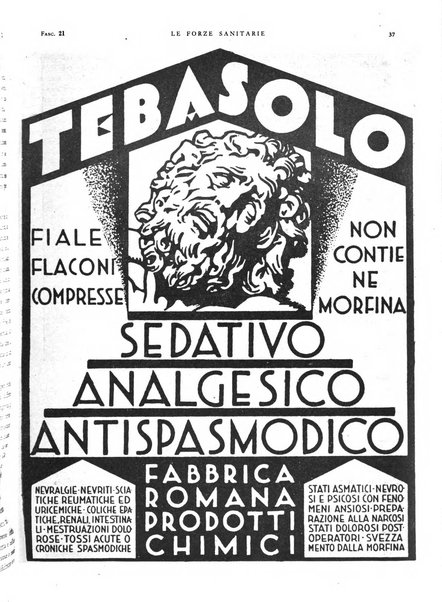 Le forze sanitarie organo ufficiale del Sindacato nazionale fascista dei medici e degli ordini dei medici