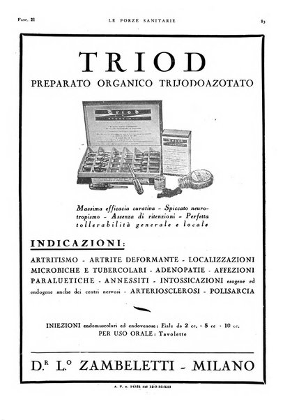 Le forze sanitarie organo ufficiale del Sindacato nazionale fascista dei medici e degli ordini dei medici