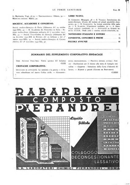 Le forze sanitarie organo ufficiale del Sindacato nazionale fascista dei medici e degli ordini dei medici