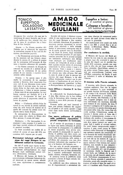 Le forze sanitarie organo ufficiale del Sindacato nazionale fascista dei medici e degli ordini dei medici