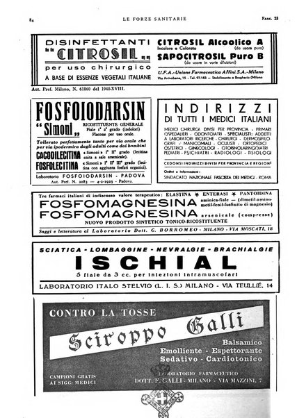 Le forze sanitarie organo ufficiale del Sindacato nazionale fascista dei medici e degli ordini dei medici