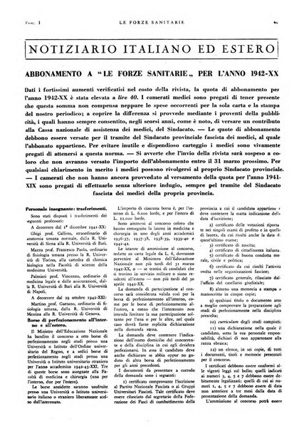 Le forze sanitarie organo ufficiale del Sindacato nazionale fascista dei medici e degli ordini dei medici